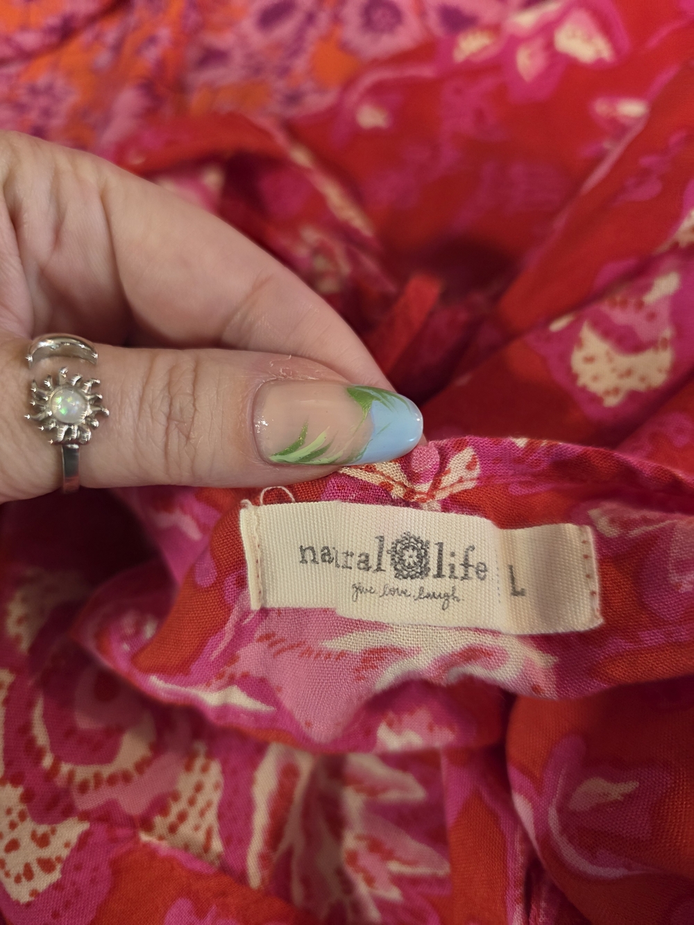 NATURAL LIFE Fuchsia Floral Maxi Dress Large Boho Babe Summer - Picture 11 of 12